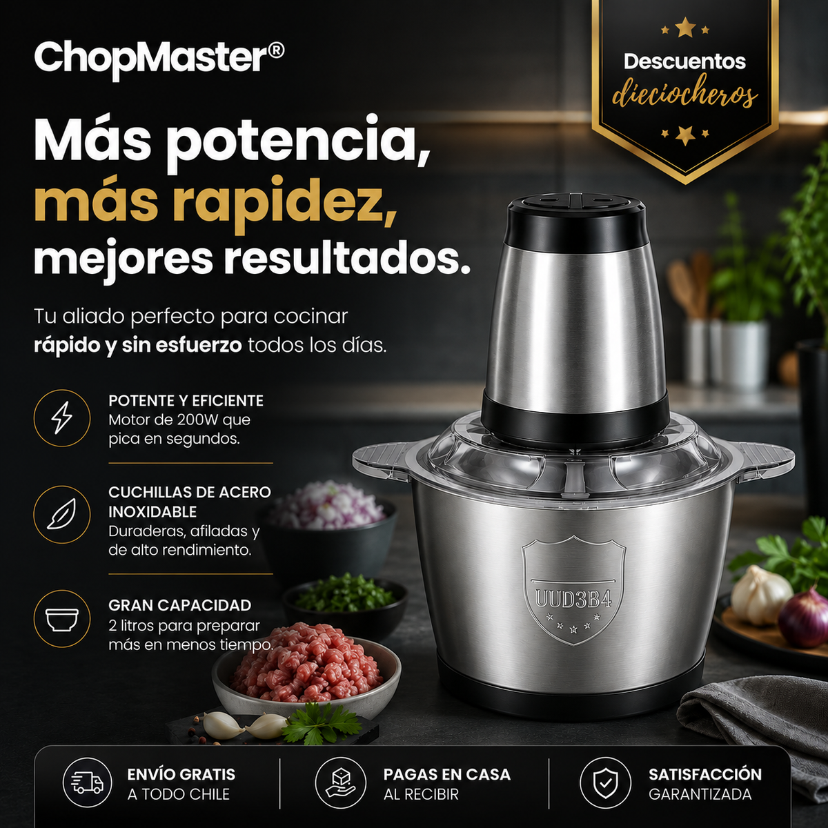 ChopMaster®  potencia y rapidez, tu aliado para cocinar rápido y sin esfuerzo.