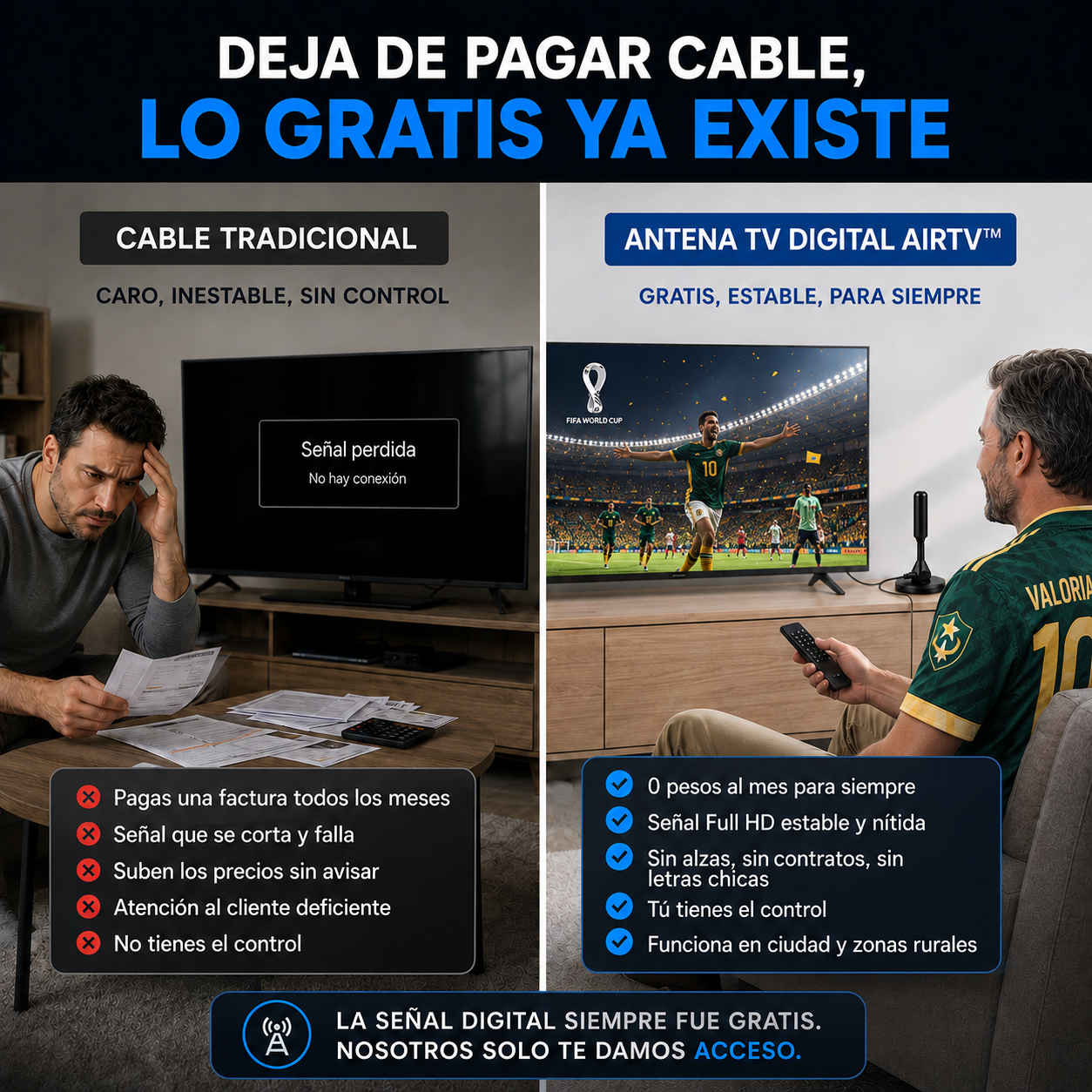 Antena TV digital HD AirTV™ - Disfruta de canales Full HD sin pagar mensualidades