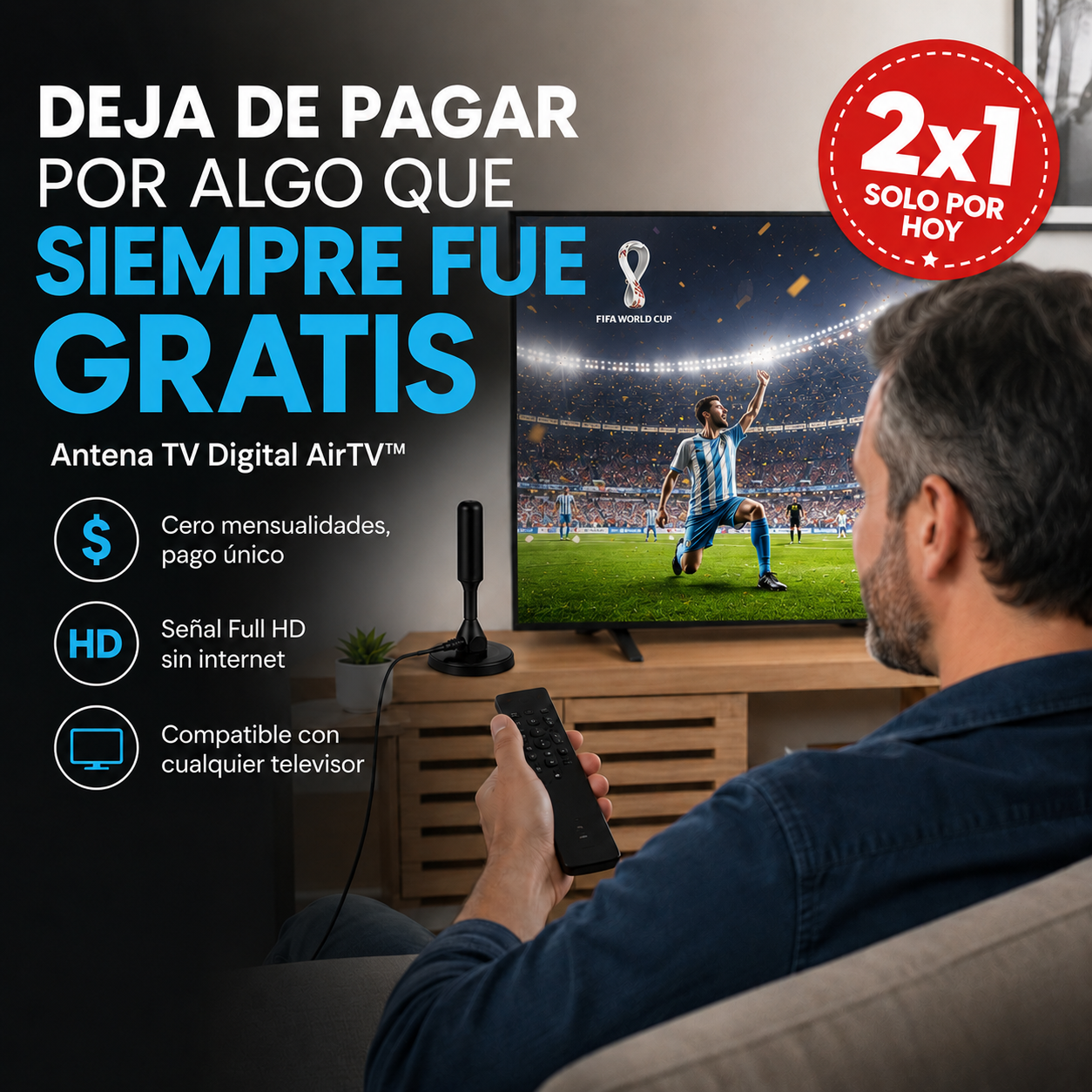 Antena TV digital HD AirTV™ - Disfruta de canales Full HD sin pagar mensualidades