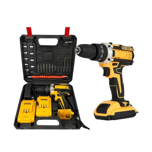 TALADRO INALAMBRICO 98V AMARILLO, 2 baterías