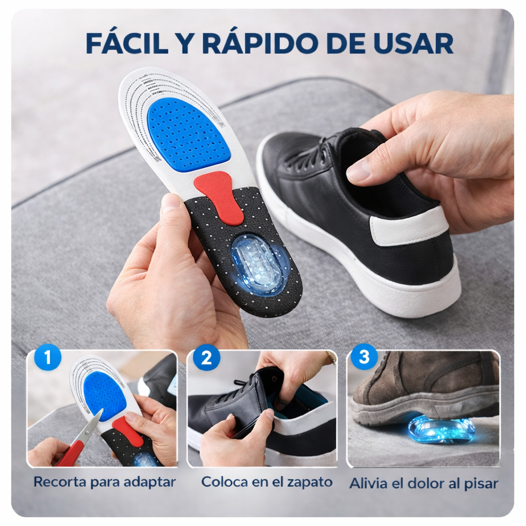 Plantillas Ortopédicas de Gel - Alivia dolor de pies y fascitis plantar