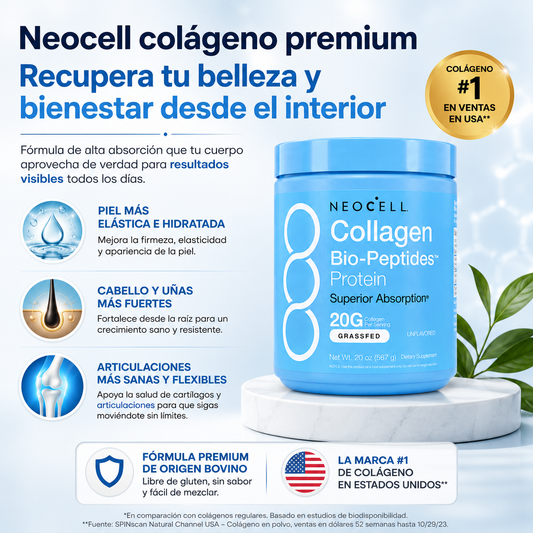 NEOCELL® 567 g | Colágeno Bio-Péptidos de Absorción Superior 20g + Proteína 18g